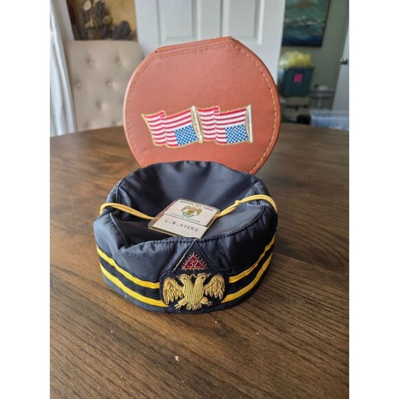 VTG 32ND DEGREE SCOTTISH RITE MASONIC FREEMASON CAP BULLION DOUBLE EAGLE EMBLEM - Picture 1 of 16